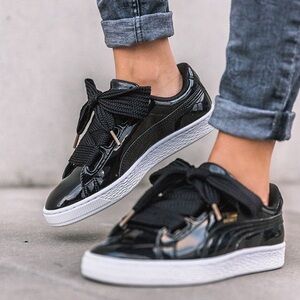 Puma basket sneaker black patent